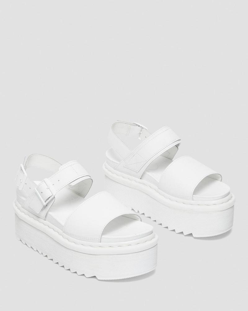 Women's Dr Martens Voss Mono Leather Platform Gladiator Sandals White | AU 306LIS